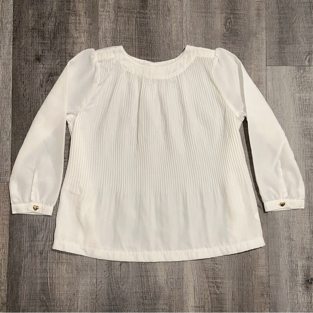 💞 Elegant Little Girls Size 5 Cream Long Sleeve Blouse